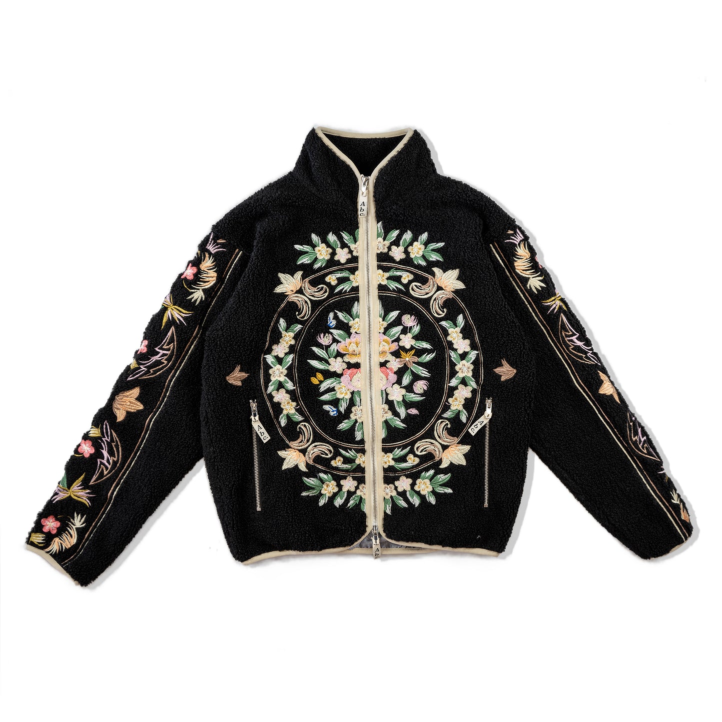 Advisory Board Crystals Floral Fleece Zip-Up | Black