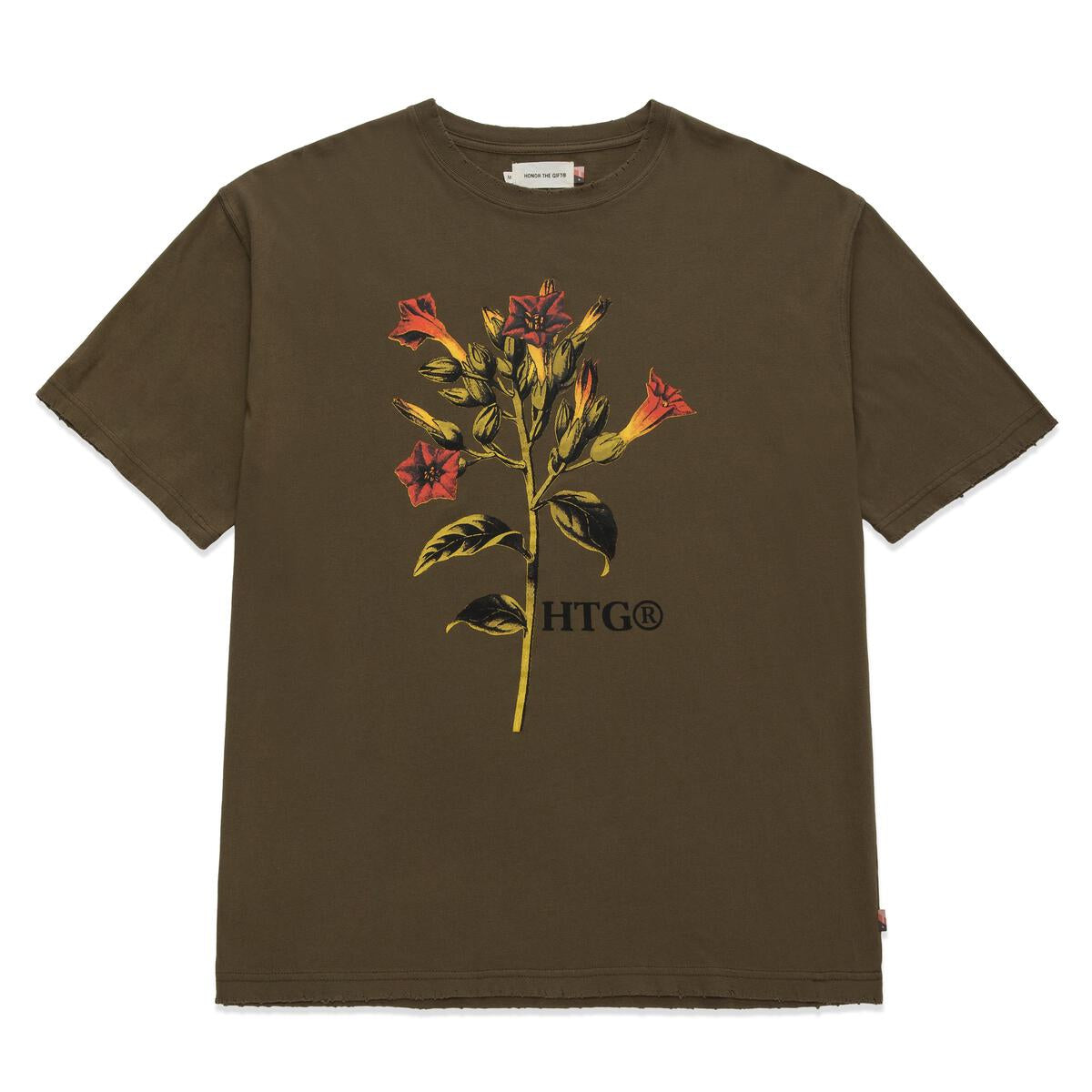 Honor The Gift Tobacco Flowers Tee - Olive