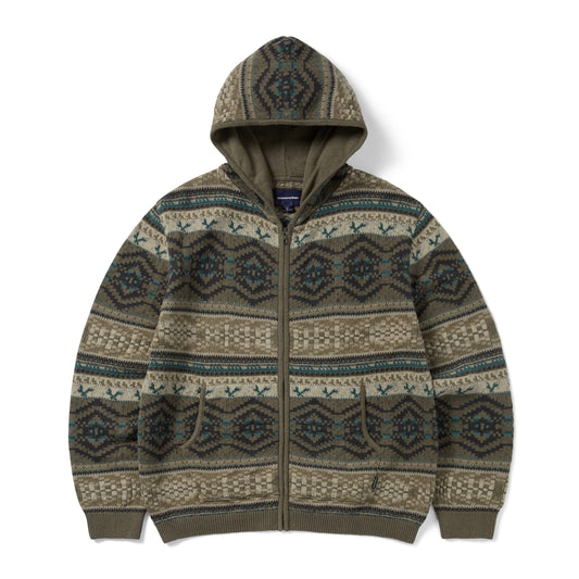 thisisneverthat Hooded Zip Up Sweater | Brown