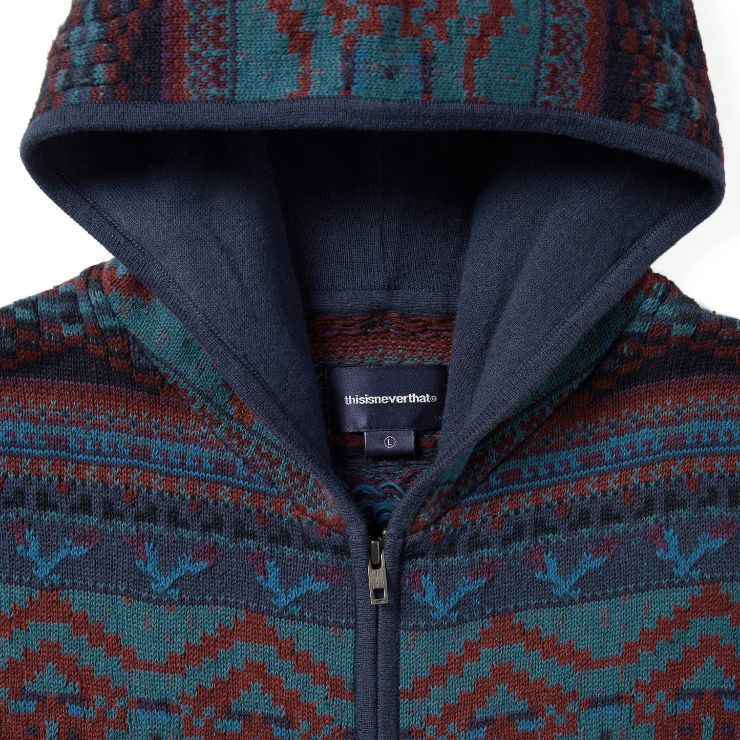 thisisneverthat Hooded Zip Up Sweater | Navy