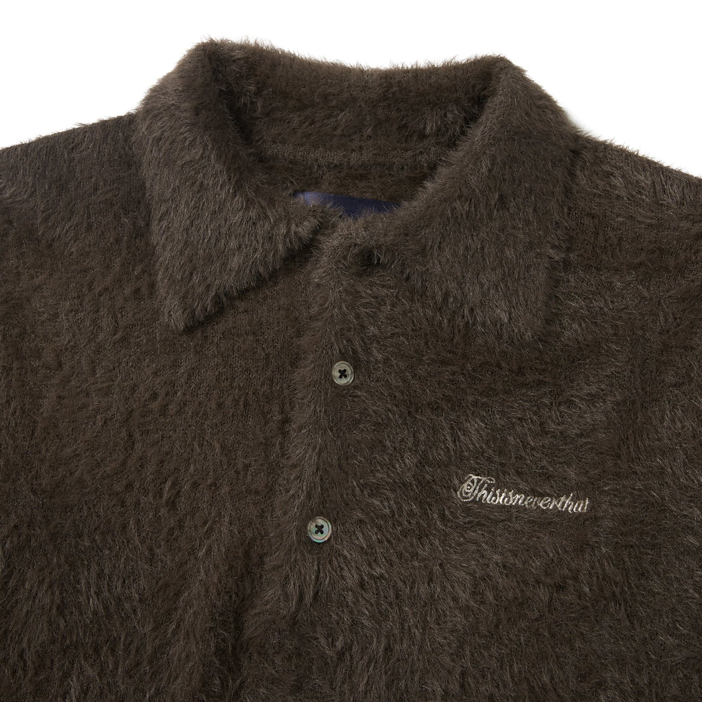 thisisneverthat SCT-Logo Shaggy Knit Polo | Olive