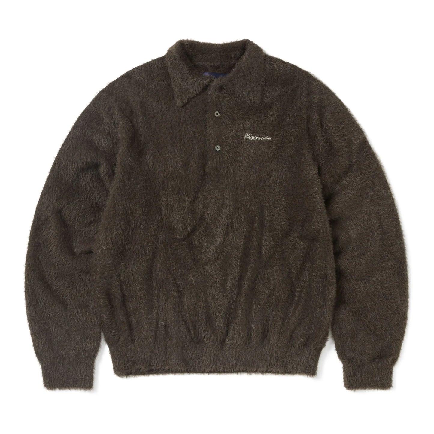 thisisneverthat SCT-Logo Shaggy Knit Polo | Olive